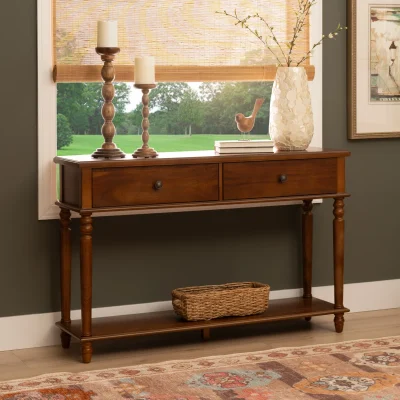 Bakley Console Table Laci Kayu Jati Klasik Modern