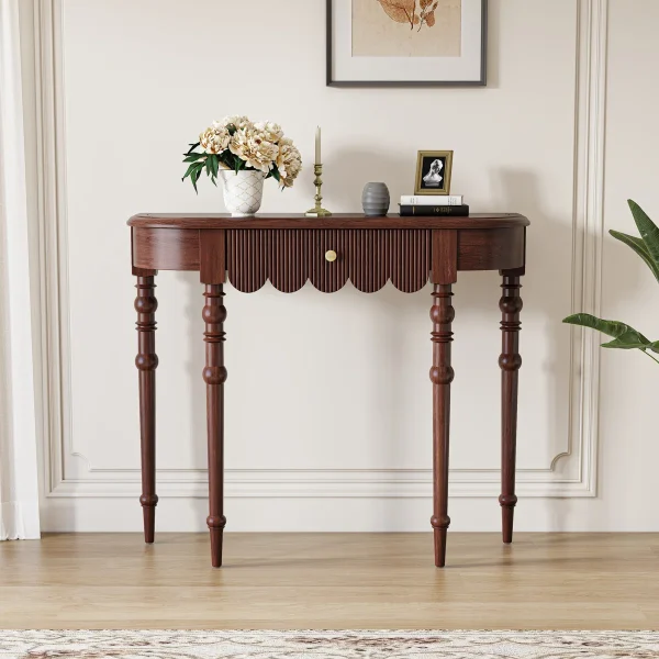 Carlo Meja Konsol Minimalis Kekinian Kayu Mahogany