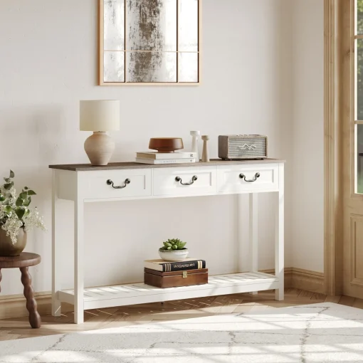 CAROLINE Meja Konsol Cat Duo Kombinasi Walnut Minimalis