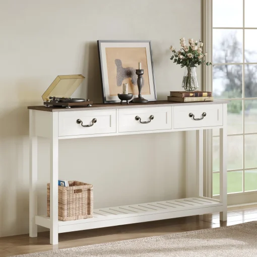 CAROLINE Meja Konsol Cat Duo Kombinasi Walnut Minimalis