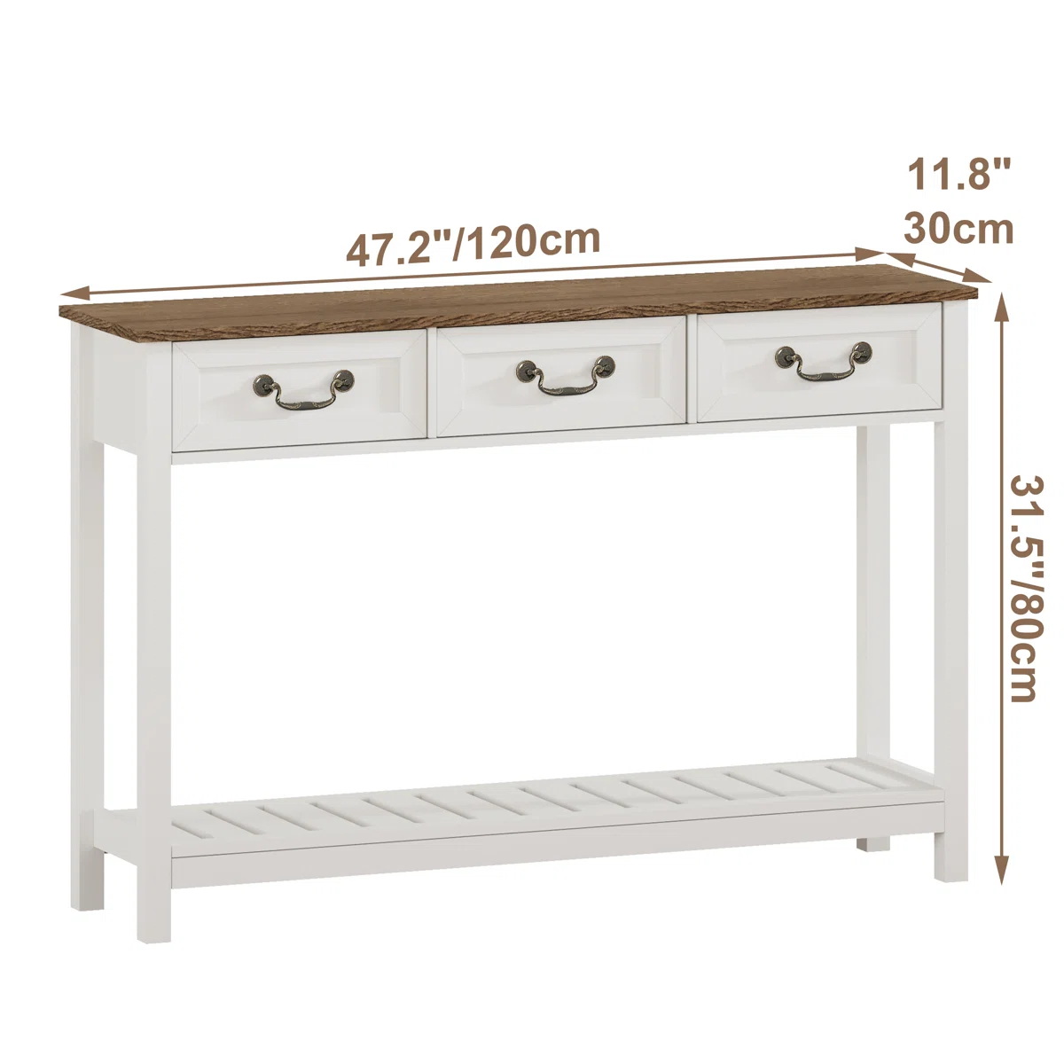 Caroline Meja Konsol Cat Duo Kombinasi Walnut Minimalis4