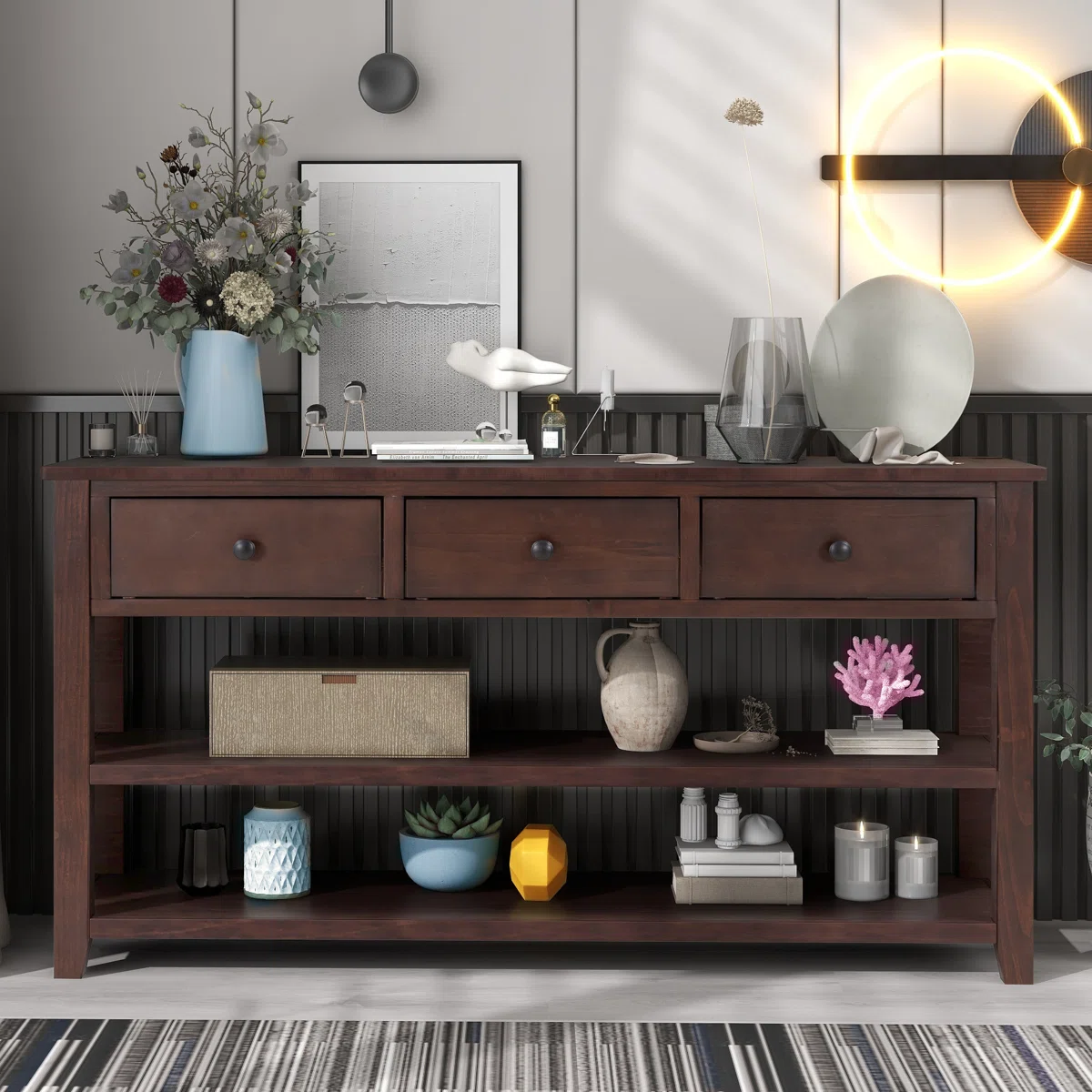 Celvas Meja Konsol Laci Minimalis Kayu Jati Solid1