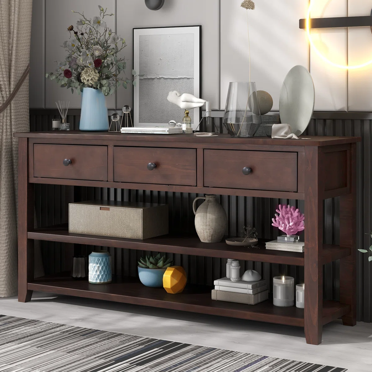 Celvas Meja Konsol Laci Minimalis Kayu Jati Solid2