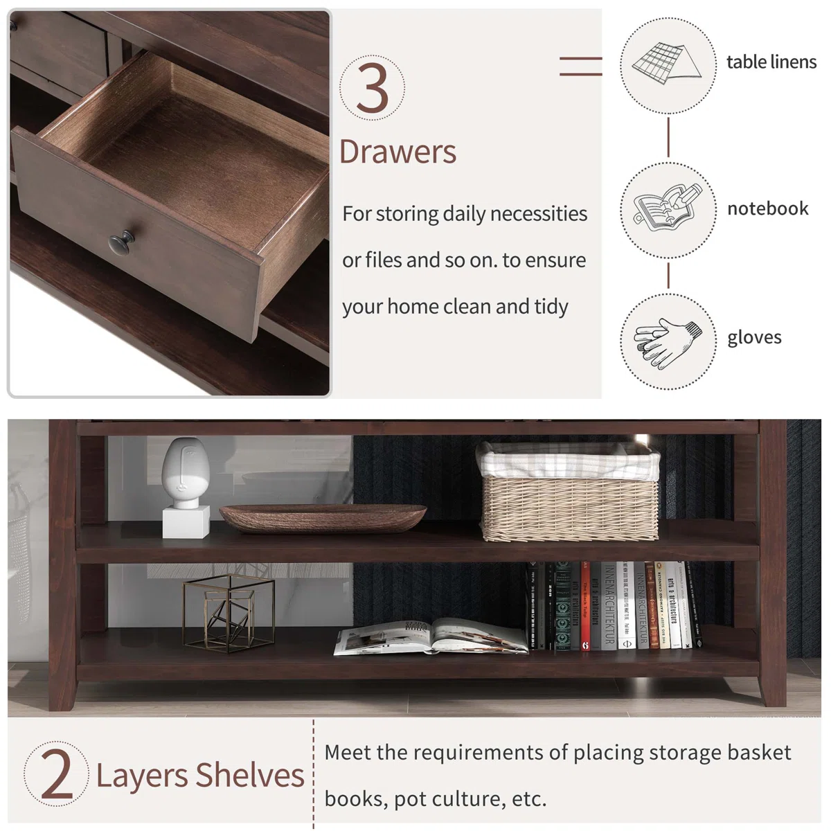 Celvas Meja Konsol Laci Minimalis Kayu Jati Solid3