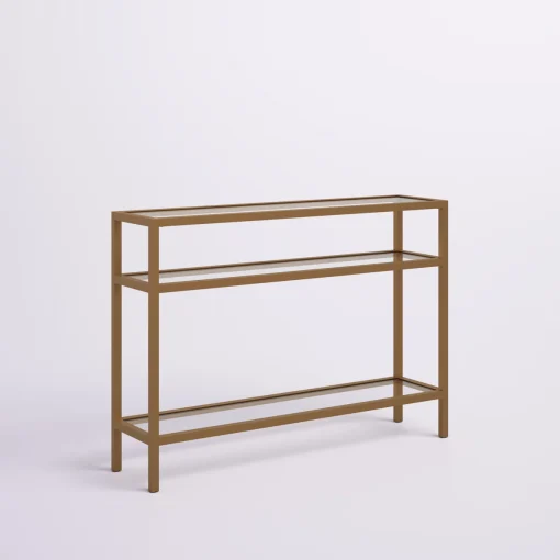 CENO Meja Konsol Mewah Rangka Besi Holo Top Glass