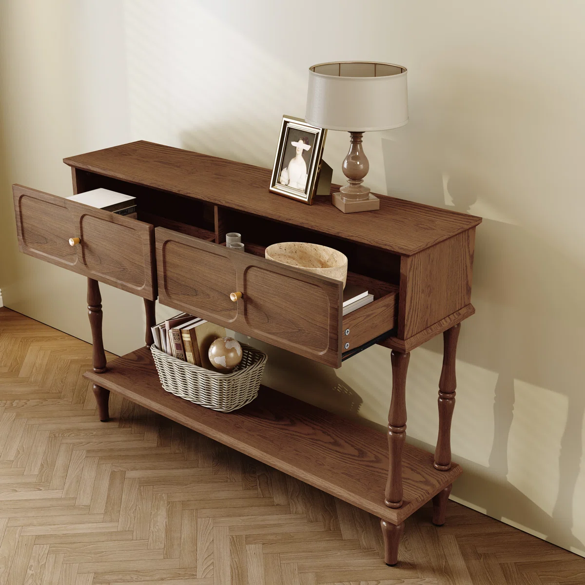 Charry Meja Konsol Laci Minimalis Kayu Jati1