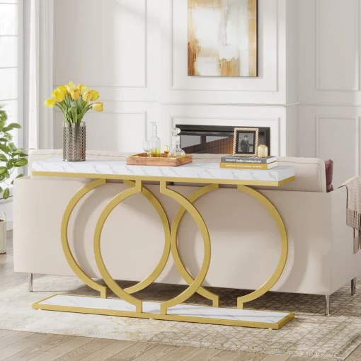 CORRION Meja Konsol Minimalis Mewah Top Polywood