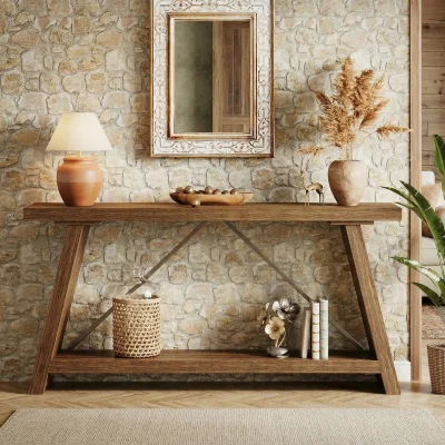 Clavel Meja Konsol Minimalis Kayu Jati Solid