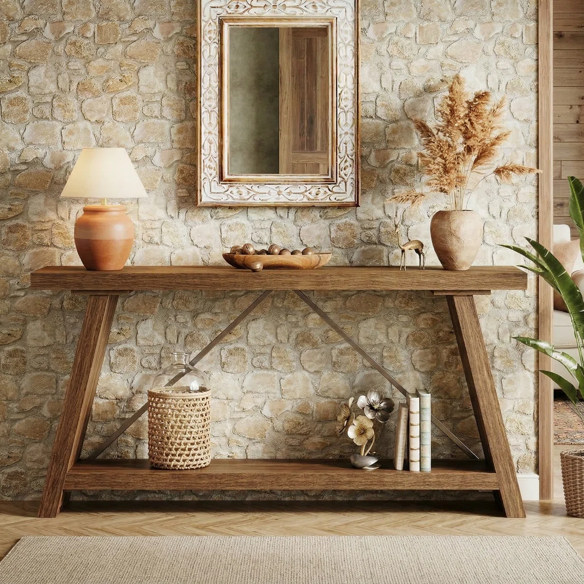 Clavel Meja Konsol Minimalis Kayu Jati Solid