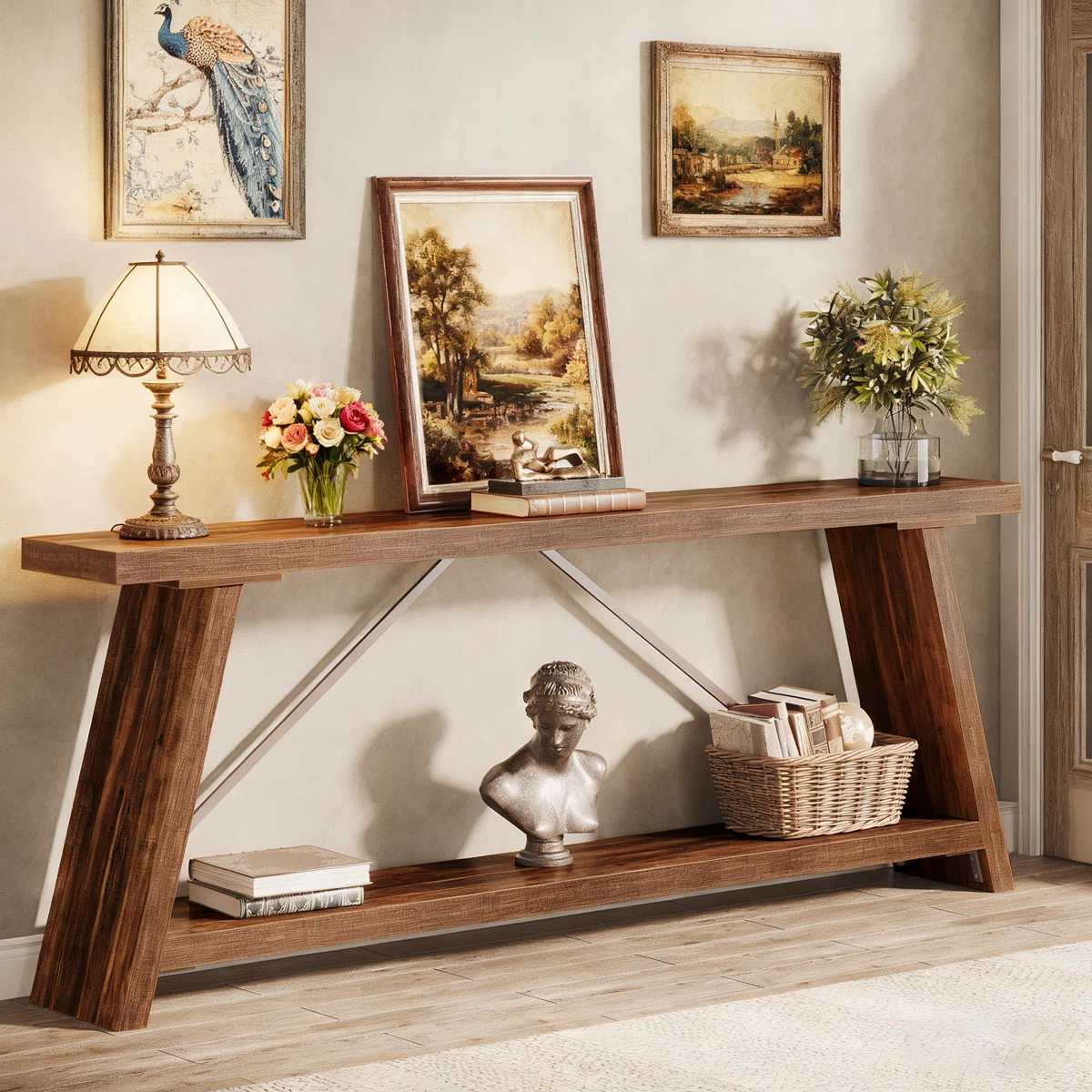 Clavel Meja Konsol Minimalis Kayu Jati Solid1