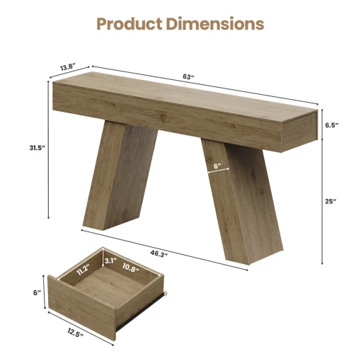 DERRY Meja Konsol Laci Desain Unik Plywood Tacosheet