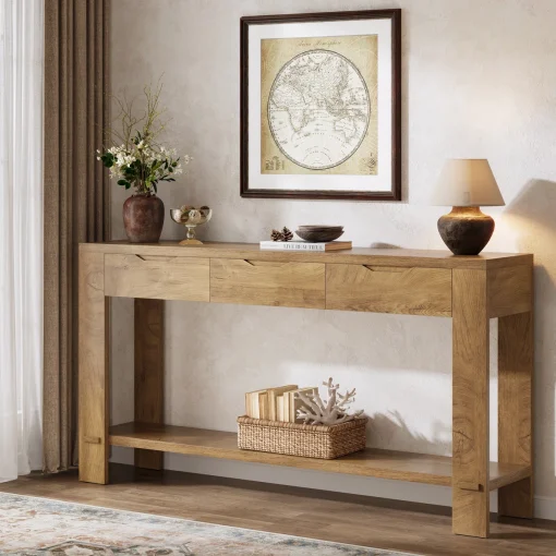 GALLEN Meja Konsol Laci Minimalis Modern Kayu Jati