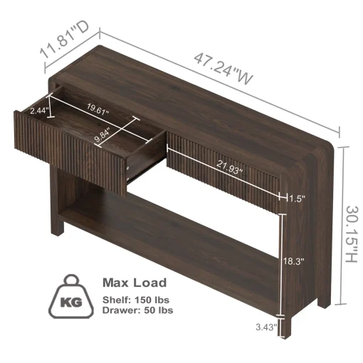 GUINNA Meja Konsol Laci Minimalis Kayu Jati Solid