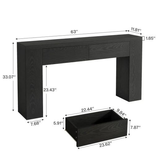 HAKARI Meja Konsol Plywood Tacosheet Hitam Minimalis
