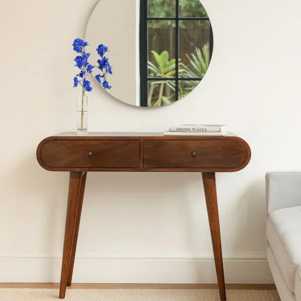 Helvi Meja Konsol Laci Model Kaki Retro Kayu Jati