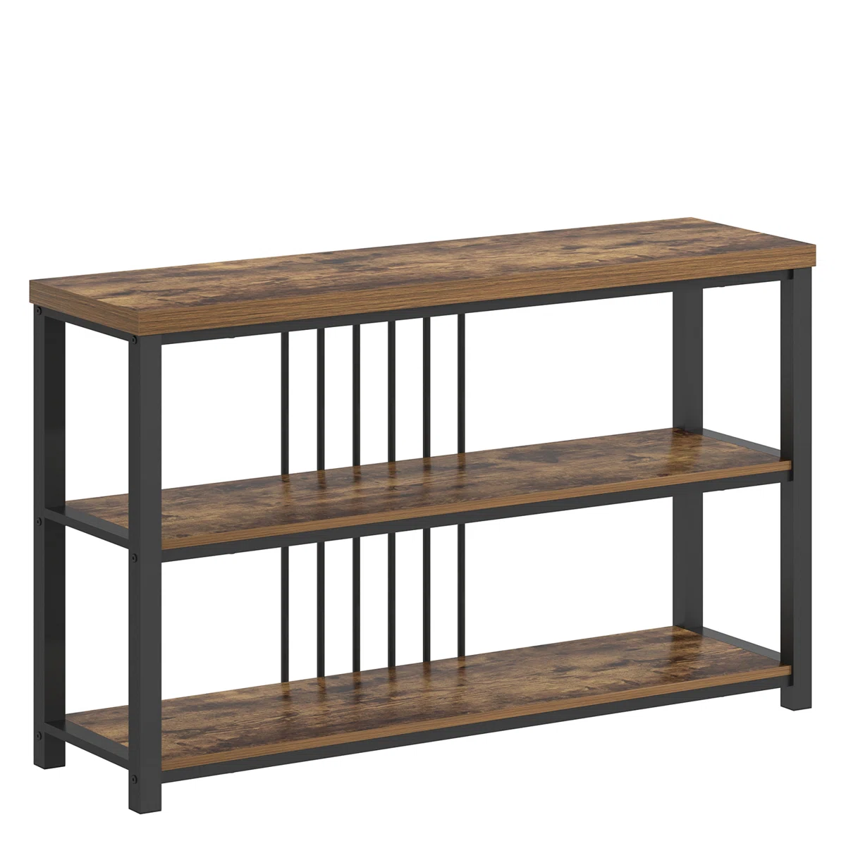 Husly Meja Konsol Besi Holo Top Kayu Jati3