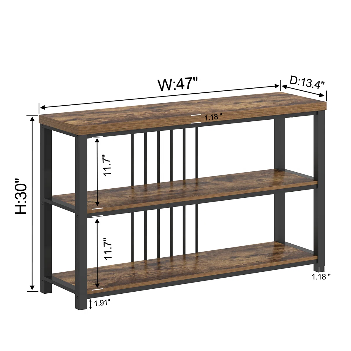 Husly Meja Konsol Besi Holo Top Kayu Jati4