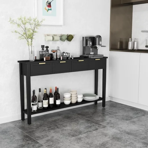 JANA Meja Konsol Laci Cat Duco Hitam Minimalis