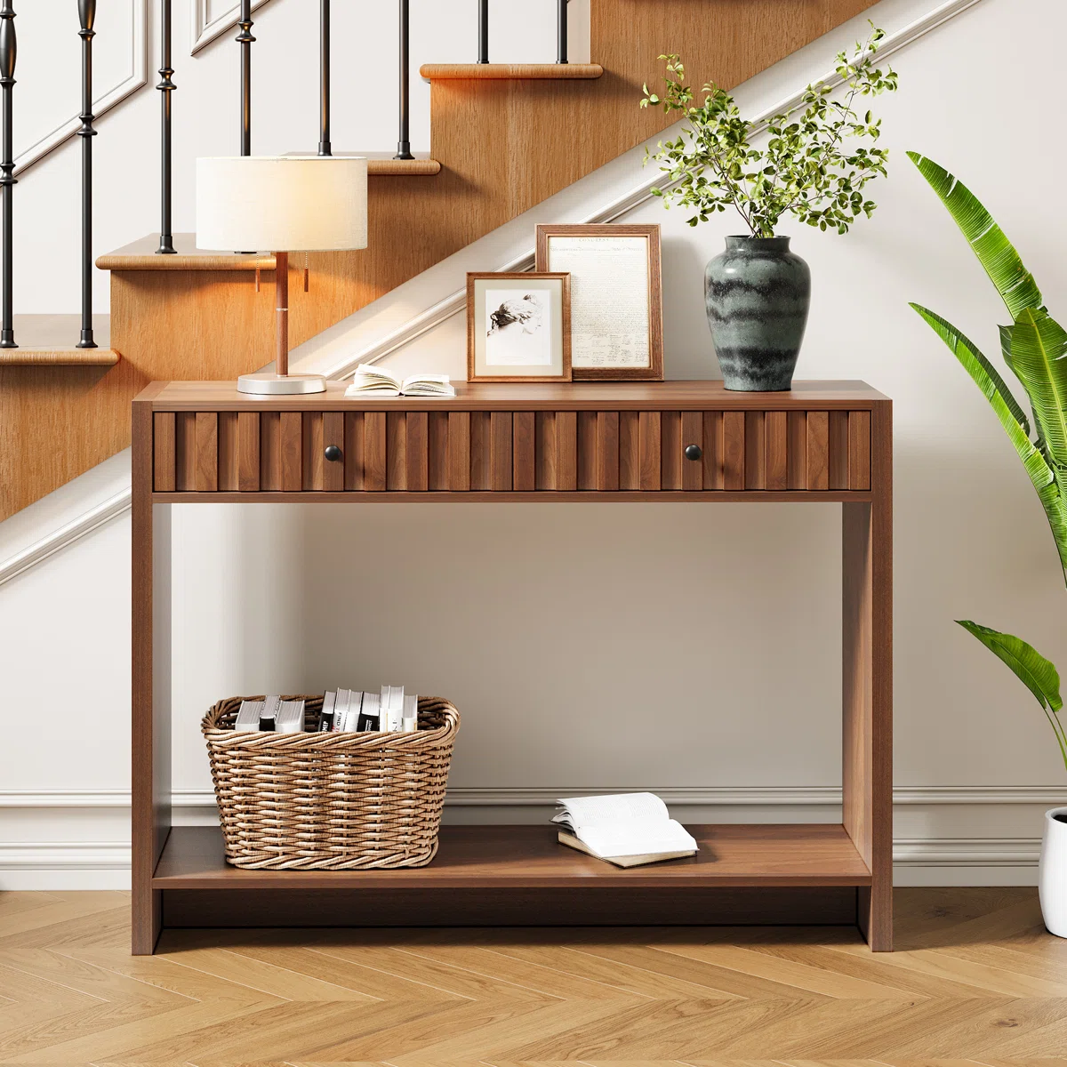 Karloine Meja Konsol Laci Kayu Jati Minimalis