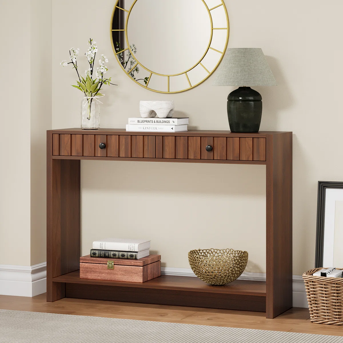 Karloine Meja Konsol Laci Kayu Jati Minimalis1