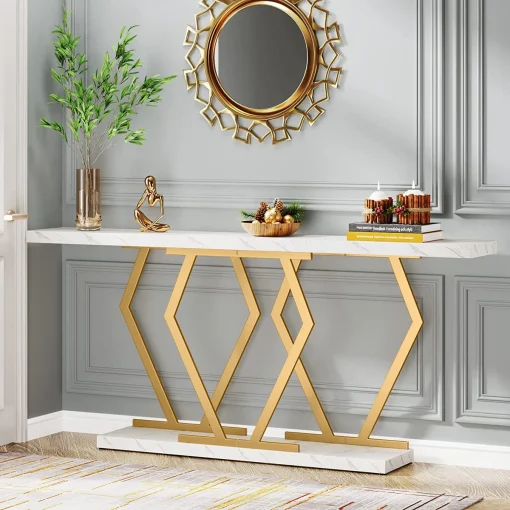 KAYZEN Meja Konsol Mewah Minimalis Hpl Motif Marmer