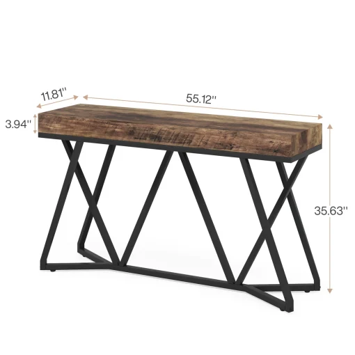 LOLLA Meja Konsol Rangka Besi Top Table Kayu Jati