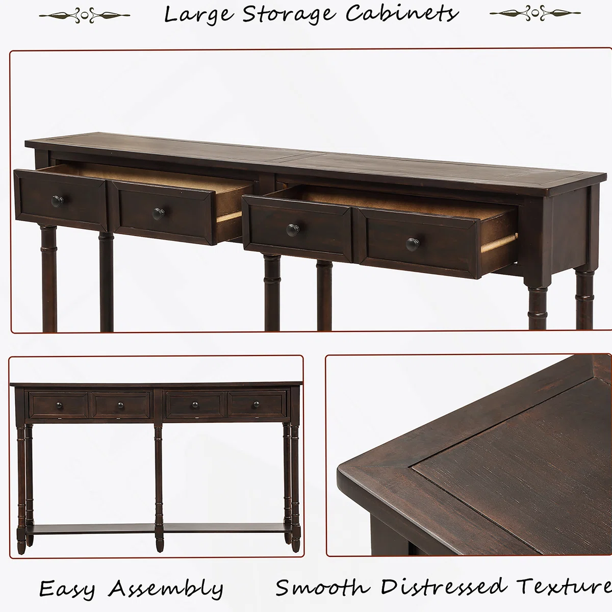 Maria Meja Konsol Klasik Laci Kayu Jati Minimalis2