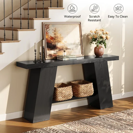 NEBULA Meja Konsol Plywood Tacosheet Hitam Minimalis