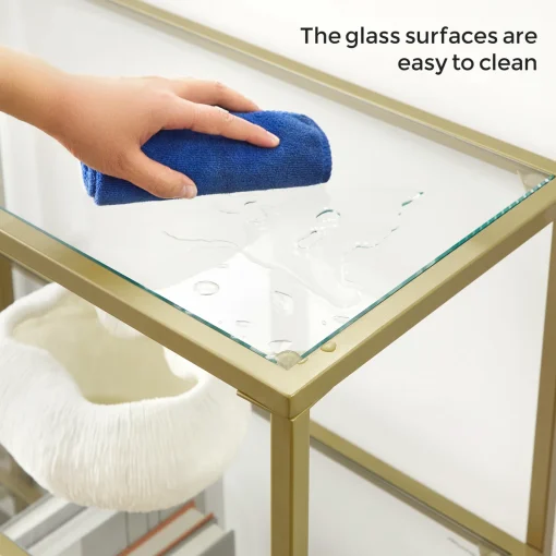 ODINE Meja Konsol Besi Holo Mewah Minimalis Top Glass