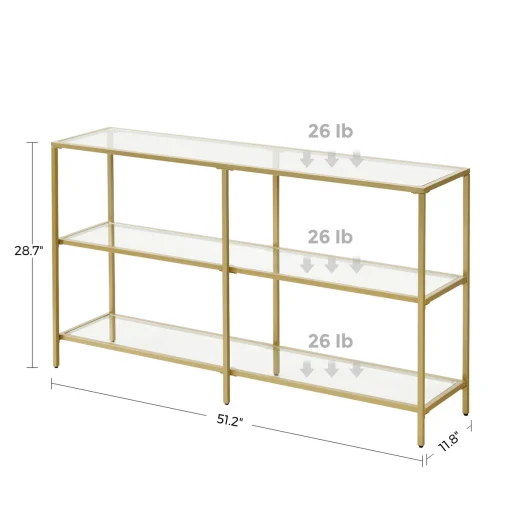 ODINE Meja Konsol Besi Holo Mewah Minimalis Top Glass