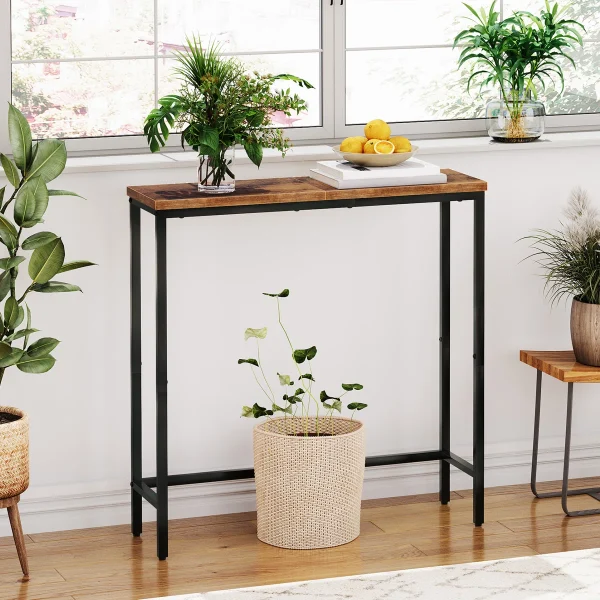 Picca Meja Konsol Rangka Besi Top Table Kayu Jati