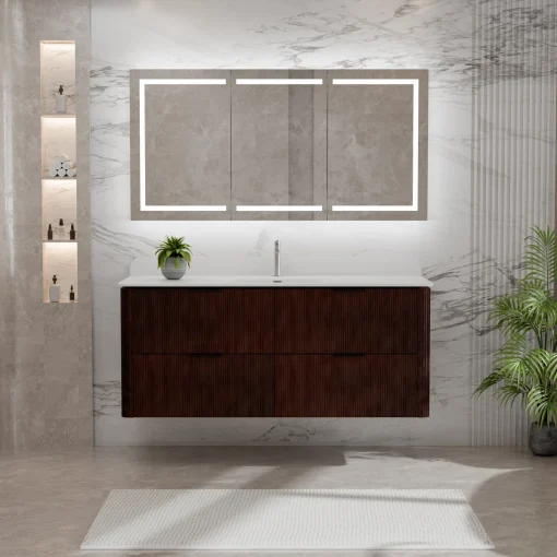 RAKA Wastafel Minimalis Gantung Kayu Jati Walnut Jepara