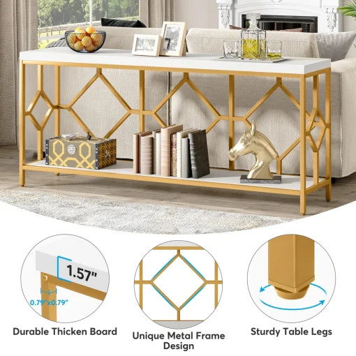 REBELA Meja Konsol Mewah Top Plywood Laminasi Hpl Putih