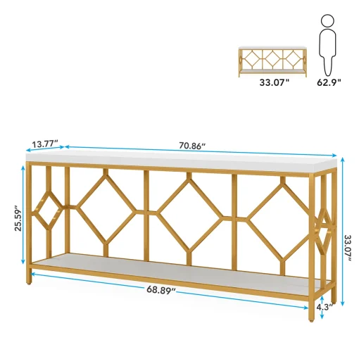 REBELA Meja Konsol Mewah Top Plywood Laminasi Hpl Putih