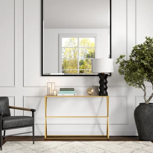 SABRINA Meja Konsul Rangka Besi Top Table Glass Modern