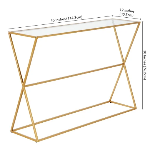 SABRINA Meja Konsul Rangka Besi Top Table Glass Modern