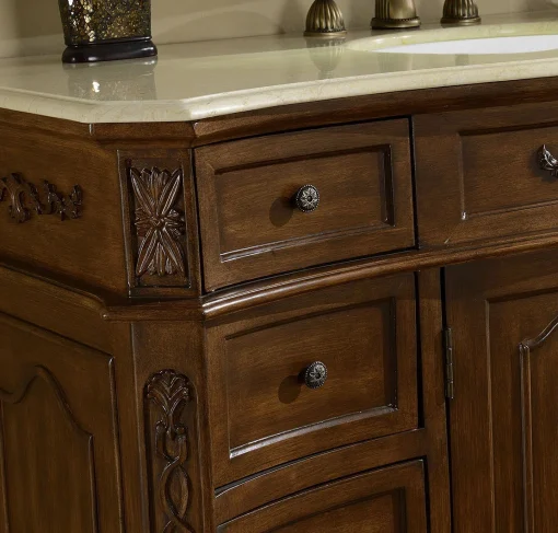 SAKA Wastafel Cabinet Model Klasik Ukiran Laci Kayu Jati