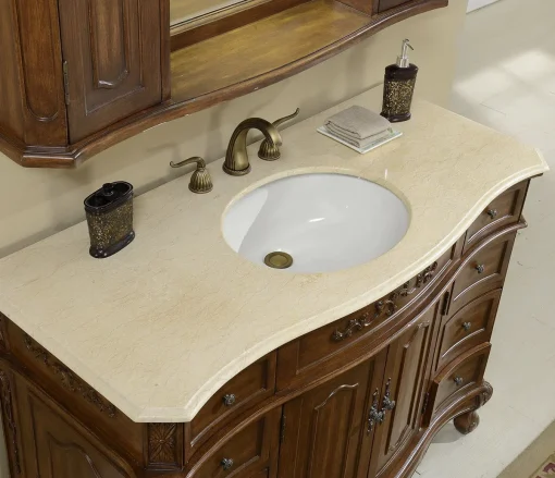SAKA Wastafel Cabinet Model Klasik Ukiran Laci Kayu Jati