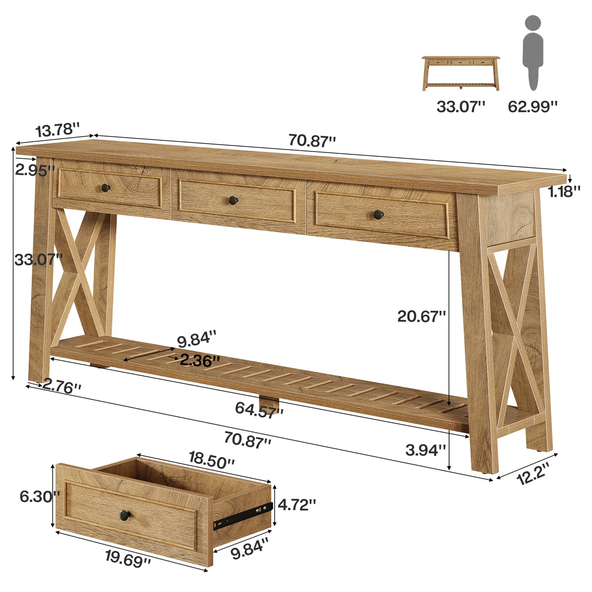 Selva Meja Konsol Berlaci Sorong Minimalis Kayu Jati Solid3