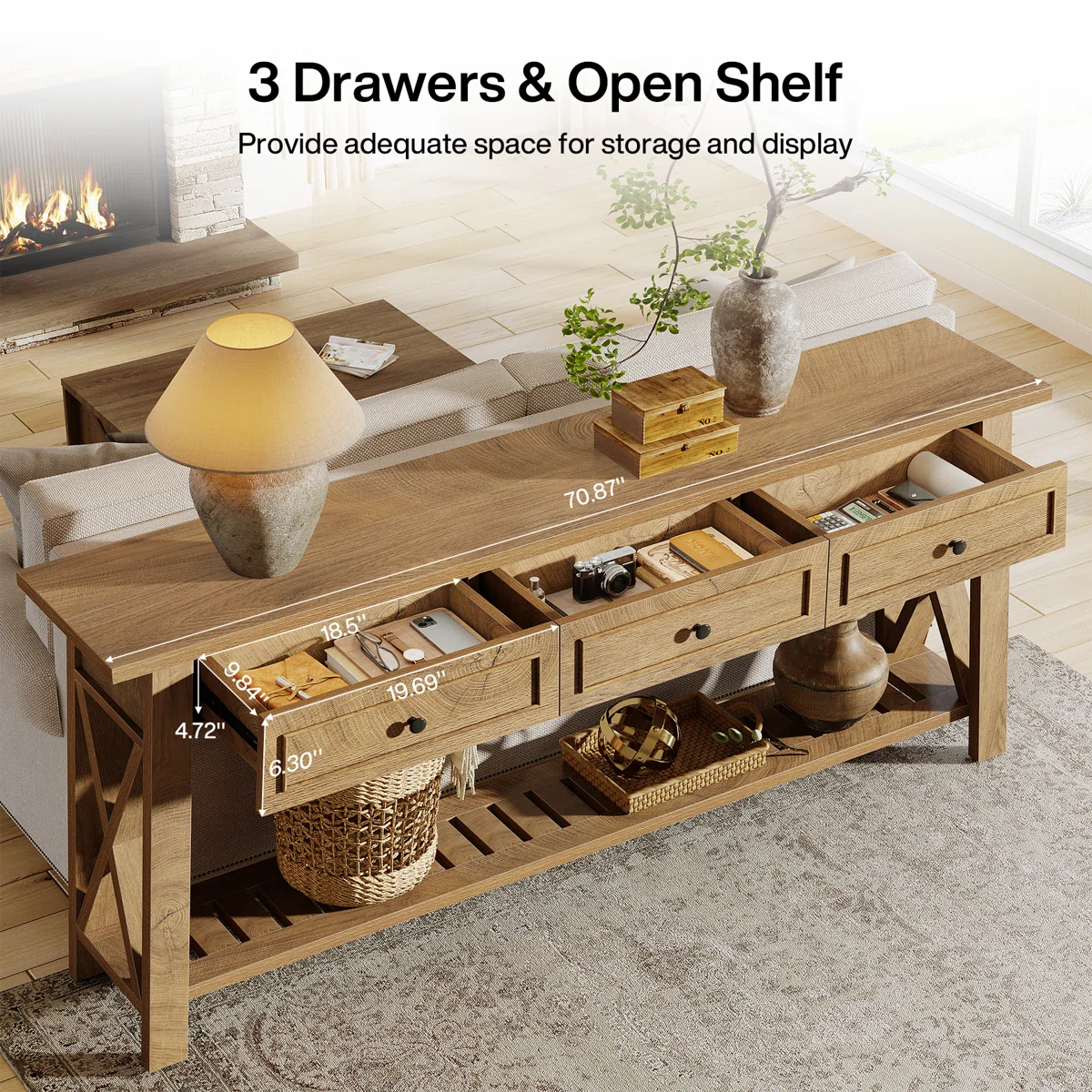 Selva Meja Konsol Berlaci Sorong Minimalis Kayu Jati Solid4