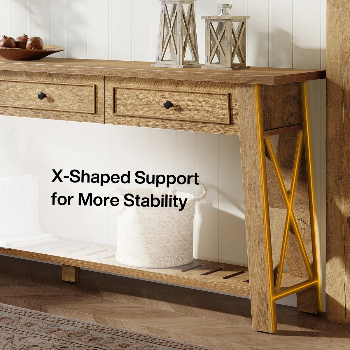 Selva Meja Konsol Berlaci Sorong Minimalis Kayu Jati Solid6