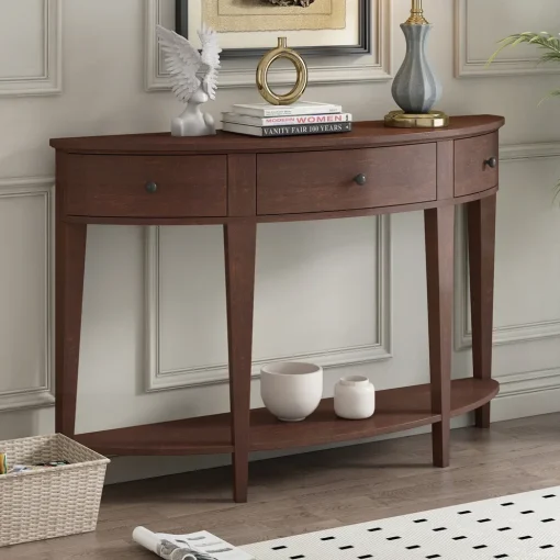 VONA Meja Konsol Laci Minimalis Walnut Kayu Jati