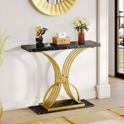 Yordania Meja Konsol Rangka Besi Top Table Hpl Marmer
