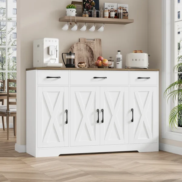 Adara Lemari Kabinet 4 Pintu 3 Laci Cat Duco Top Kayu