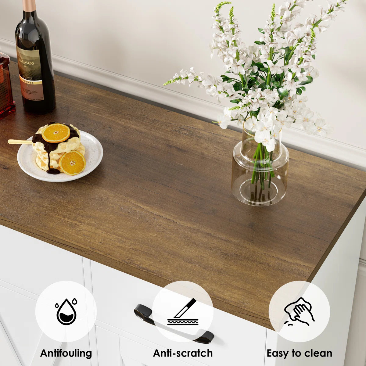 Adara Lemari Kabinet 4 Pintu 3 Laci Cat Duco Top Kayu2