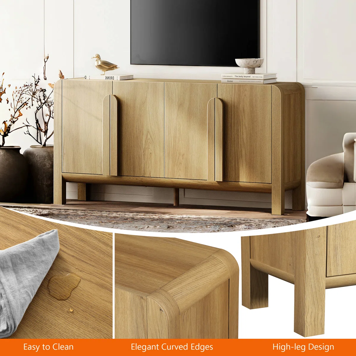 Adora Lemari Kabinet 4 Pintu Unik Kayu Jati4
