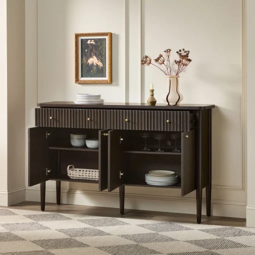 ALERIC Lemari Kabinet Desain Unik Kayu Jati Modern
