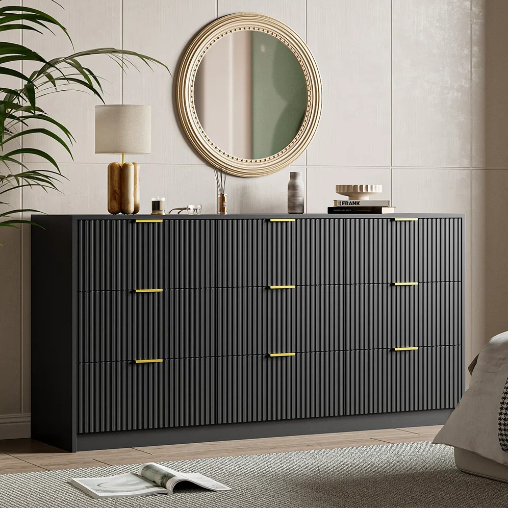 Alpin Lemari Kabinet 9 Laci Cat Duco Hitam Minimalis3