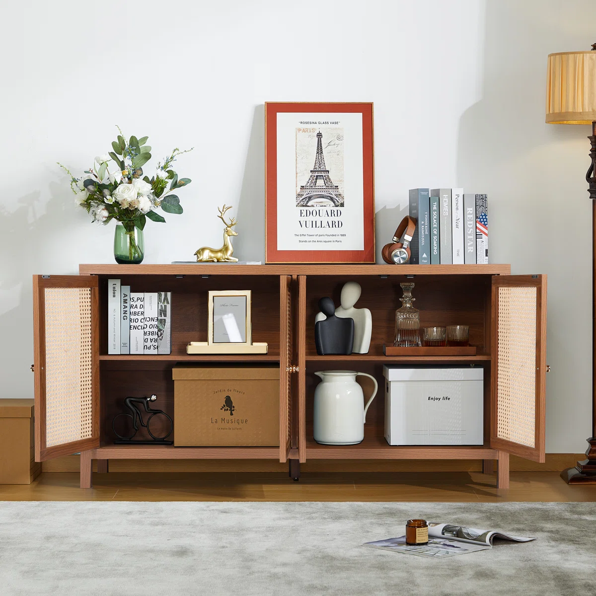 Annes Lemari Kabinet Rotan Kayu Jati Minimalis1