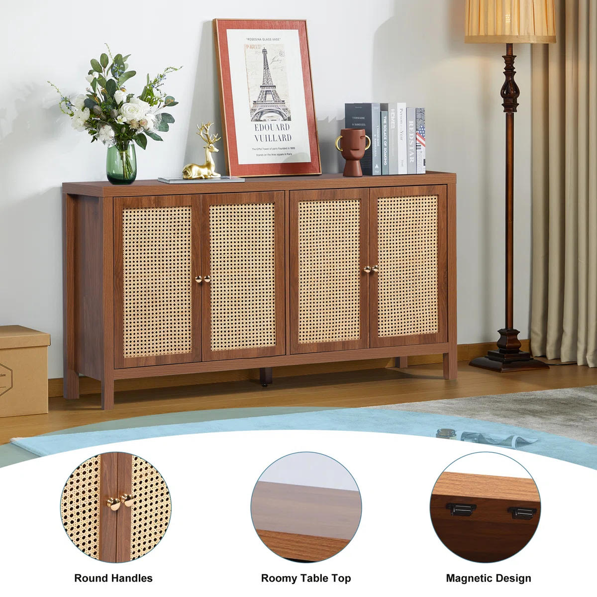 Annes Lemari Kabinet Rotan Kayu Jati Minimalis3